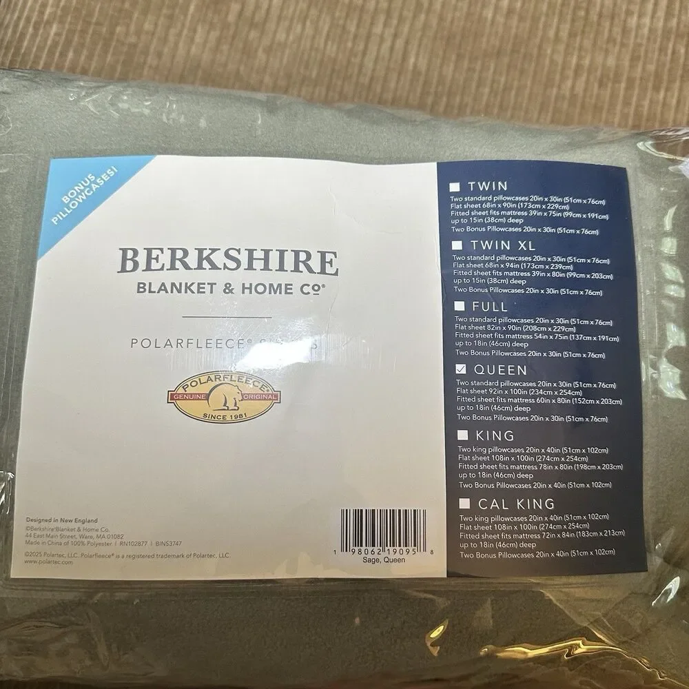 Berkshire Blanket & Home Co Polarfleece Sheets Queen Sage Green With Pillowcases